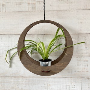 Medium Indoor Wooden Circular Hanging Planter | Plant Hanger | Modern Plant Hanger
