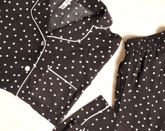 Damen Cotton Pyjama set mit Polka Dots | Cozy pajamas set