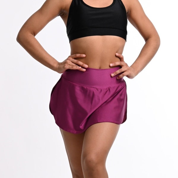 Samba Skirt with shorts PLUM, Sport Skirt, Roller Skate, Fitness, Tennis, Dance, Zumba, Skate Jam, Roller Girl, Summer Clothes, Dancer