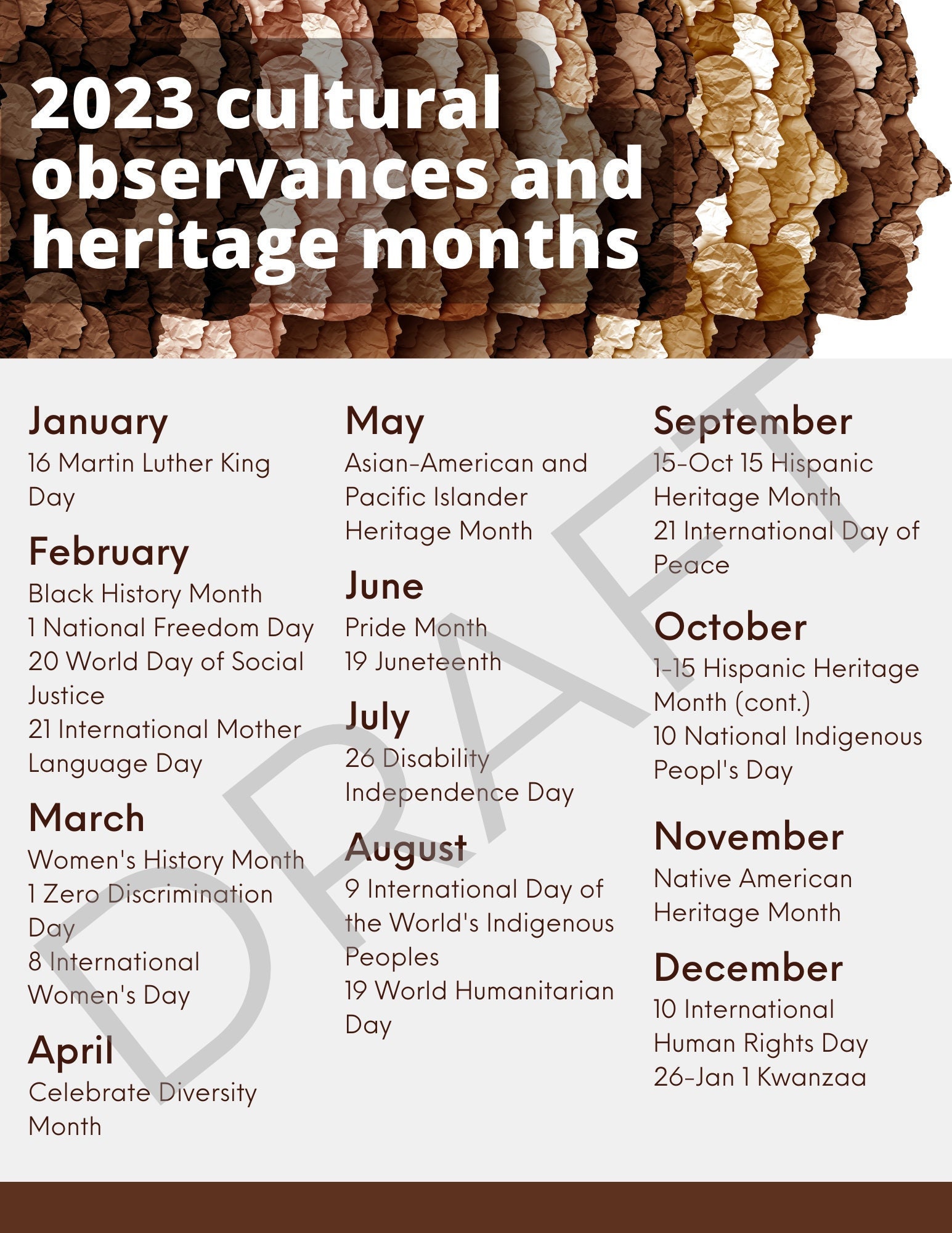 2023 Cultural Observances and Heritage Months - Etsy