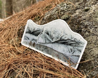 Mountain Watercolor Sticker, Mount Washington, White Mountains, Tuckerman’s Ravine,Adventure Sticker, Waterproof Waterbottle, Bumper Sticker