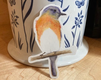 Bluebird Sticker, Watercolor Bird Sticker, Water Bottle and Computer Decal