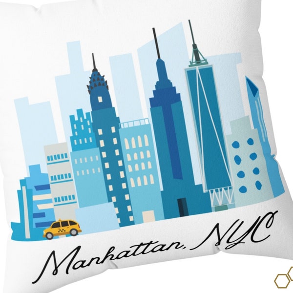 Manhattan Pillow | NYC Pillow | US City Pillows | New York City Pillow | Native New Yorker Gifts | NYC Skyline Pillow | Urban Dweller Gift