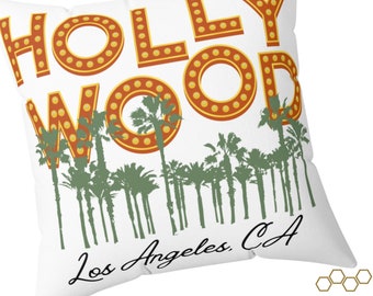 Hollywood Sign Pillow | Los Angeles Throw Pillow | California Souvenir | Hollywood Themed Gift | Film Screen Movie Actor Gift