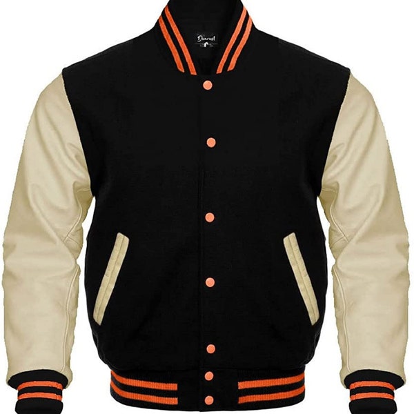 Black and Cream Varsity Jackets Etsy