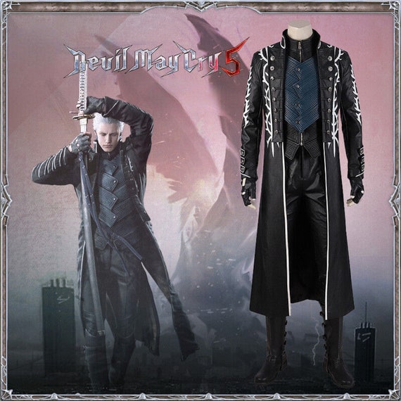 Devil May Cry 5 DMC5 Vergil Black Shoes Cosplay Boots