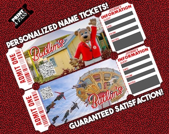 Personalized Butlins Ticket Holiday Pass / Holiday Gift / Butlins Memorabilia / Birthday Gift