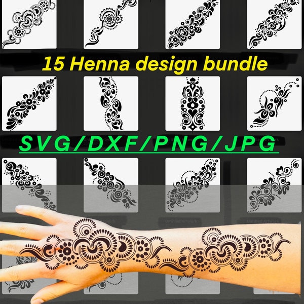 Henna Design Svg, Henna Pattern Svg, Mandala Svg, Floral Svg, Hippie Svg, Cut File PNG - DXF - Cricut -Shape Vector Clipart Download