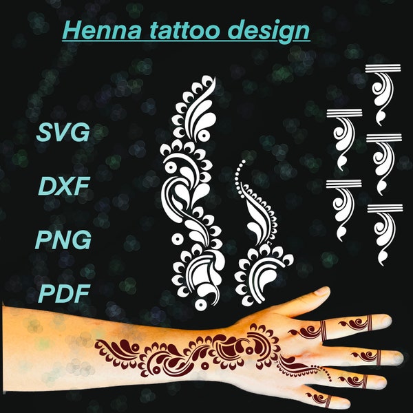 Henna Design Svg, Henna Pattern Svg, Mandala Svg, Floral Svg, Hippie Svg, Cut File PNG - DXF - Cricut -Shape Vector Clipart Download