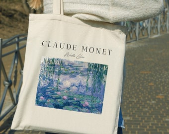 Monet Tote Bag, Burlap Bag, Aesthetic, Claude Monet