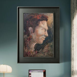 Acrylic painting, figurative face, female portrait, handmade, home decoration, art to decorate your wall, art gift