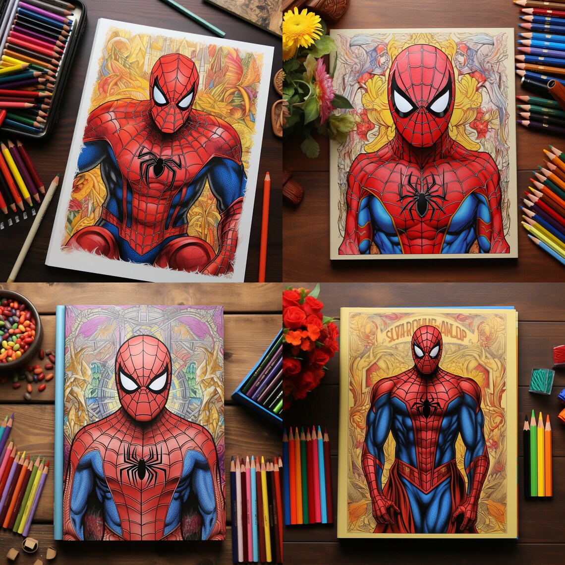 Spiderman Activity Coloring Sheet | 9 Printable Coloring Pages | Digital Coloring Book | Fun ...