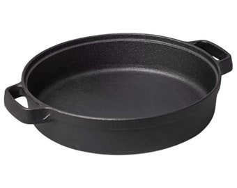Brand New Solid Pre-seasoned 11.5 Cast Iron pizza Pan Paella Skillet dual handles