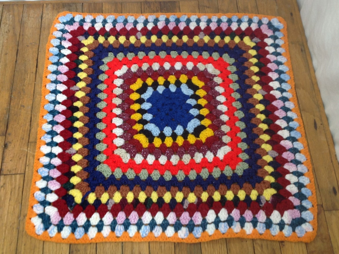 Vintage Crochet Granny Square Placemats Etsy