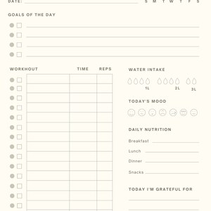Daily fitness tracker printable, Digital download tracker, downloadable, weight loss tracking, printable,