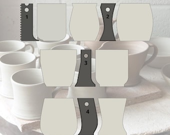 Pottery aid | Turning aid | Templates for cups/bowls | Forming rail | Gauge