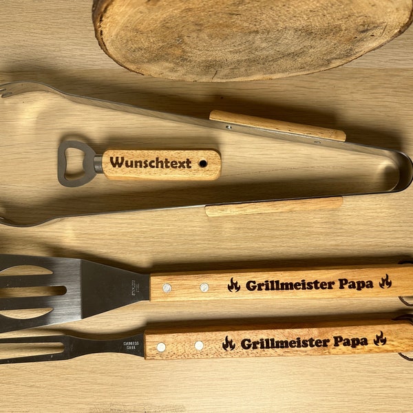 Grillbesteck mit Wunschgravur | Personalisiertes Geschenk | Grillset