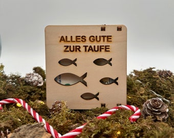 Geldgeschenk zur Taufe aus Holz