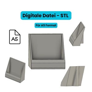 Soporte para folletos, formato A5, soporte para folletos, STL, digital, impresión 3D