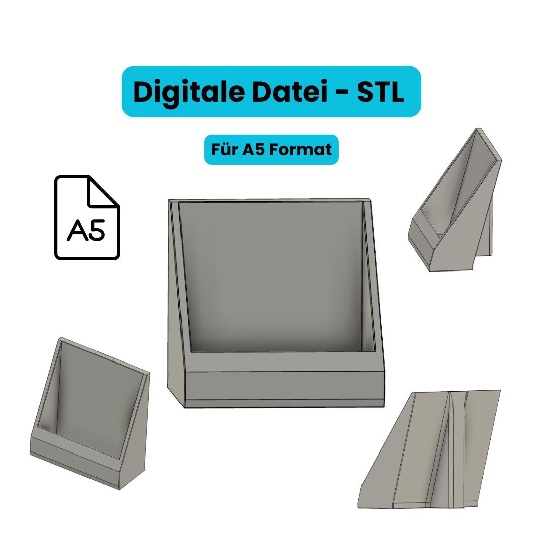 Flyer stand, A5 format, stand for flyers, STL, digital, 3D printing