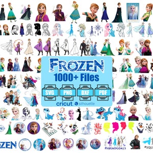 Paquete SVG congelado, elsa congelada svg, imágenes prediseñadas congeladas, archivos png congelados, imágenes prediseñadas congeladas, Cumpleaños Svg, Olaf, Anna, Archivos Svg de muñeco de nieve imagen 1