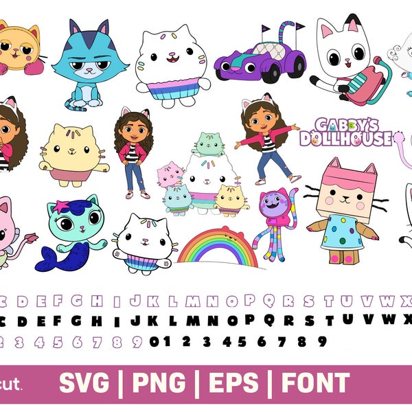 Gabby Puppenhaus svg, Gabbys Puppenhaus png, Clipart-Dateien, SVG für Cricut & Silhouette, geschichtet, Instant Download