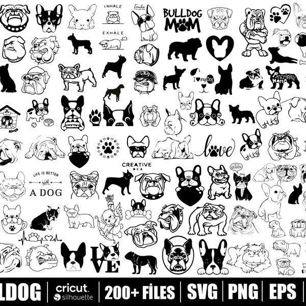 Bulldog svg, 200+ Bulldogs svg bundle, French Bulldog Svg / Png, SVG for Cricut, English Bulldog files, Instant Download