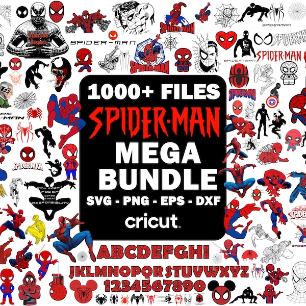 Spiderman SVG, Spider Man SVG per Cricut, Spiderman PNG, Miles Morales SVG, Baby Spiderman SVG, Carattere Spiderman, Compleanno SVG, File vettoriali