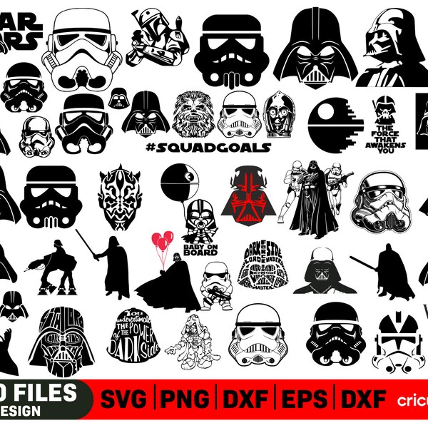 Darth Vader Svg Bundle, Star Wars Svg For Cricut, Darth Vader Png, Layered Files, Darth Vader Clipart, Darth Vader Stickers, Instant