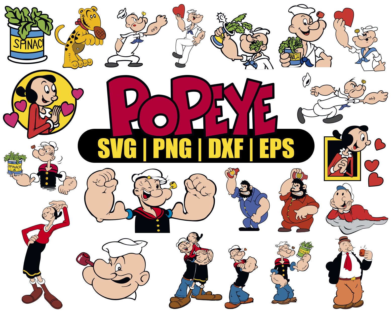 Popeye Svg Popeye Bundle Svg for Cricut Bluto Svg Sweet Pee Etsy Canada
