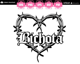 La Bichota svg, karol svg for cricut, Bichota heart svg, karol g svg, Wire Heart Tattoo Svg, Barb Wire svg, Heart Tattoo Svg