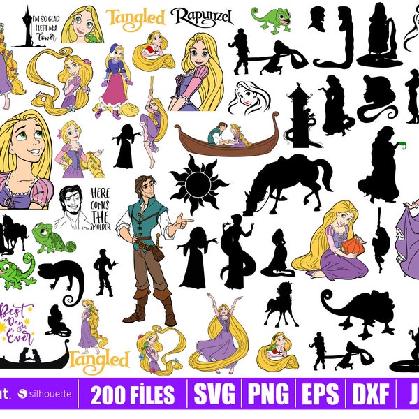 Rapunzel Svg Bundle, Tangled SVG for Cricut,  Princess Svg,  Princess Rapunzel, Rapunzel PNG, Clipart Files, Instant Download