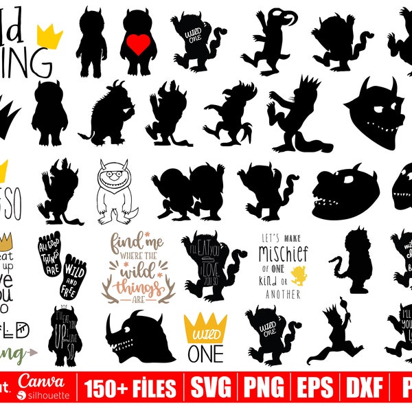 Dove le cose selvagge Svg Bundle, Wild Things Svg, Wild One Svg per Cricut, Dove le cose selvagge sono clipart, Silhouette, Download istantaneo