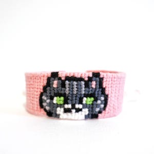 Handmade Pink Cat Bracelet – Adjustable Friendship Jewelry