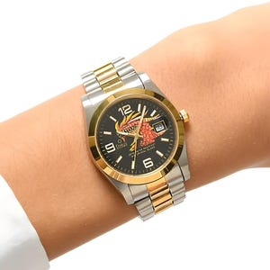 Dragon Hand Painted Unisex Wristwatch, Handmade Chinese Astrology Watch, Stainless Still Luxury Watch, Waterproof Analog Watch, Gift for Him