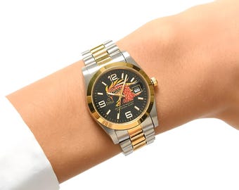 Dragon Hand Painted Unisex Wristwatch, Handmade Chinese Astrology Watch, Stainless Still Luxury Watch, Waterproof Analog Watch, Gift for Him