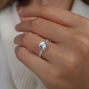 Sapphire Solitaire Ring, Real Diamond Engagement Ring, 14k Gold Promise Ring, Dainty Women Ring, Luxury Jewelry, Anniversary Gift