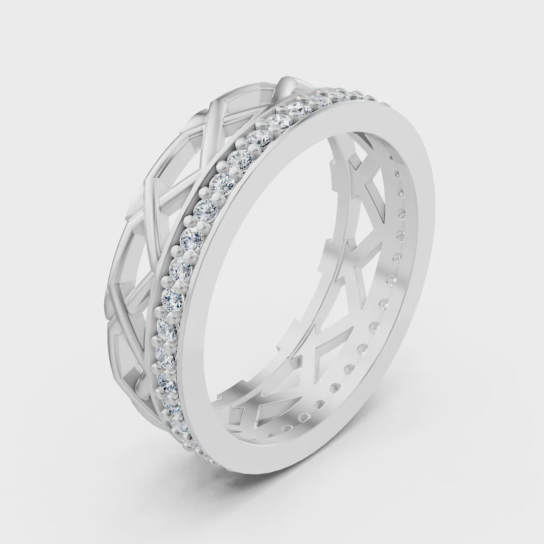 Bague Alliance Or 18 Carats – Diamants 0.14 Carat, Poids 2.63g – Taille 54 – Occasion Très Bon état