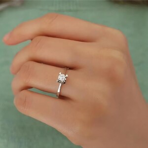Chunky Diamond Effect Solitaire Ring, 8K Solid Gold Women Engagement Ring, Handmade Proposal Ring, Unique Promise Ring, Anniversary Gift