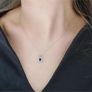 14K Gold Elegant Sapphire Women Necklace, Genuine Diamonds Pave Necklace, Luxury Bridal Necklace, Statement Wedding Necklace, Gift for Her