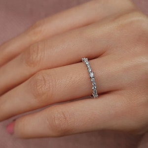 Real Diamond Wedding Band, 14k Gold Gemstone Statement Ring, Minimalist Engagement Band, Dainty Wedding Ring, Handmade Jewelry, Unique Gift