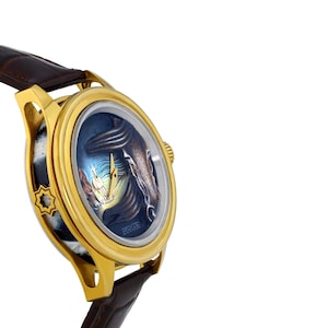 Stunning Micro Hand Painted Horses Unisex Watch, Handmade Genuine Leather Analog Watch, Animal Painted Luxury Watch, Boyfriend Gift image 3
