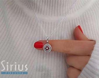 Elegant Ruby and Diamond Women Necklace, 14K Solid Gold Bridal Necklace, Handmade Wedding Necklace, Luxury Statement Necklace, Birthday Gift