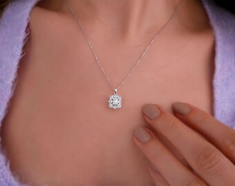 Collar baguette de oro macizo de 14K, collar nupcial de diamantes genuinos, collar de mujer delicada, collar de declaración elegante, regalo de novia
