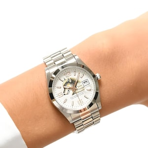 Unique Wolf Unisex Watch, Stainless Still Waterproof Watch, Micro Hand Painted Animal Watch, Elegant Analog Wristwatch, Husband Gift