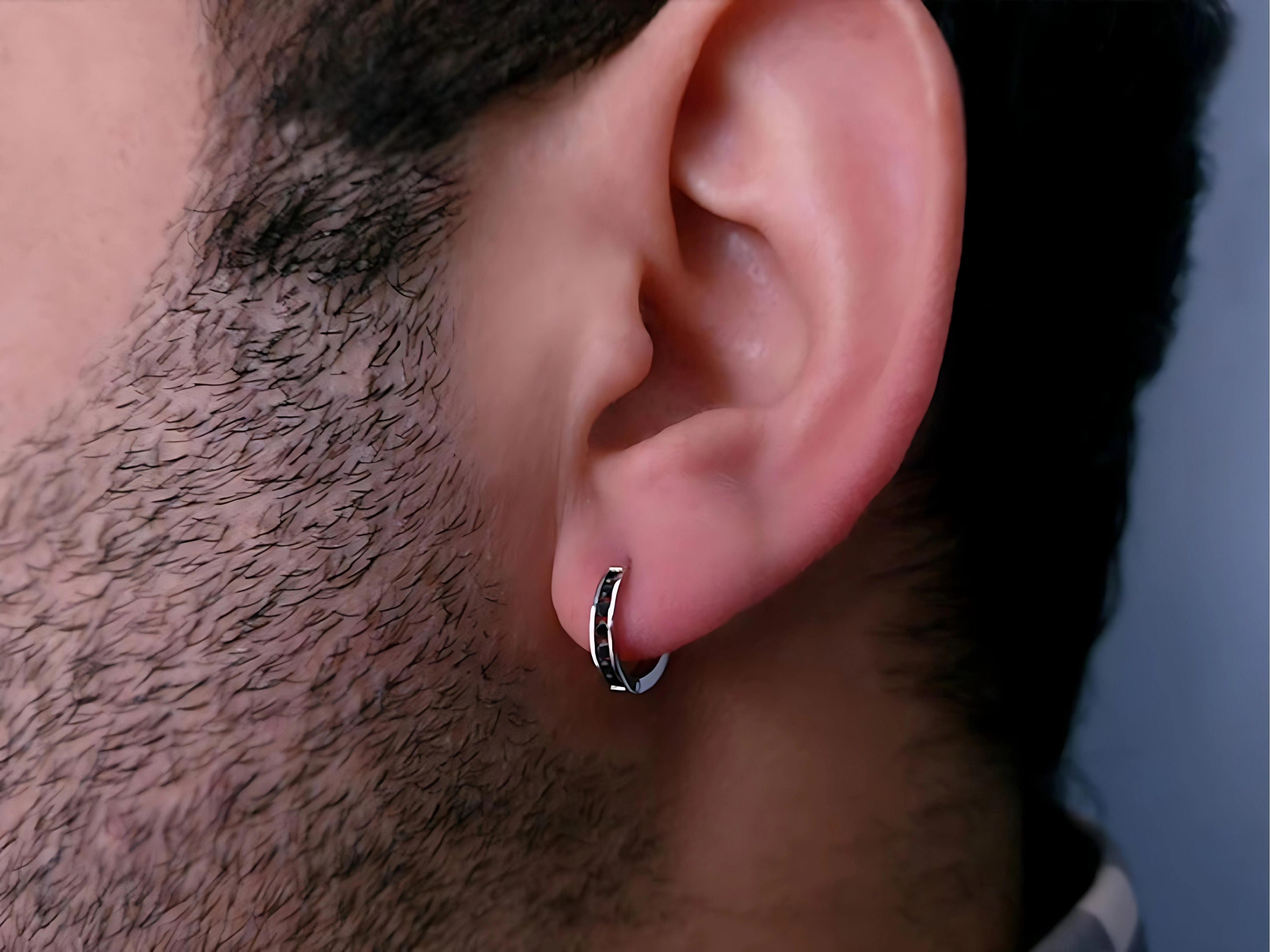 Delicate Black Diamond Huggie Hoop Earring Dainty Men Hoop Earring Handmade Statement Earring Minimalist Men Earring Boyfriend Gift Etsy