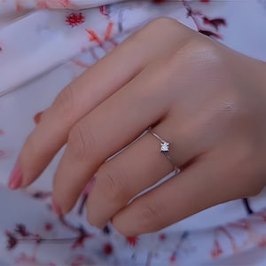 Minimalist Twisted Solitaire Ring, Genuine Diamond Proposal Ring, Asymmetric Promise Ring, Unique Jewelry, Thin Proposal Ring, Women Gift