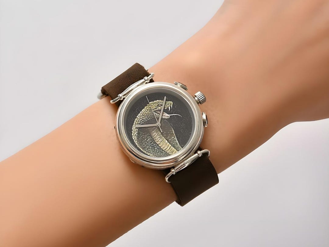 マイクロハンドペイントコブラスネークレディース腕時計、本革サファイアクリスタルガラス防水腕時計、宝石高級腕時計、女性へのギフト - Etsy 日本