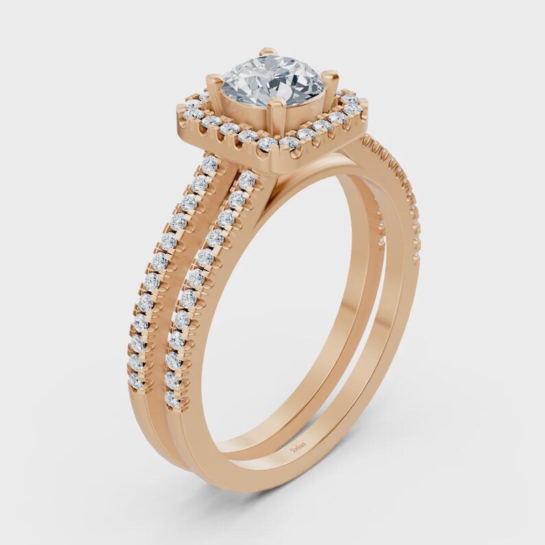 Stunning 14K Gold Engagement Ring, Diamonds Double Side Pave Proposal ...