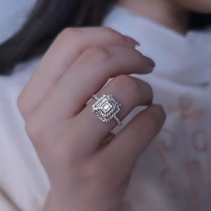 Stunning Diamond Engagement Ring, Baguette Wedding Ring, Gemstone Proposal Ring, Promise Gold Ring, Handmade Jewelry, Anniversary Gift